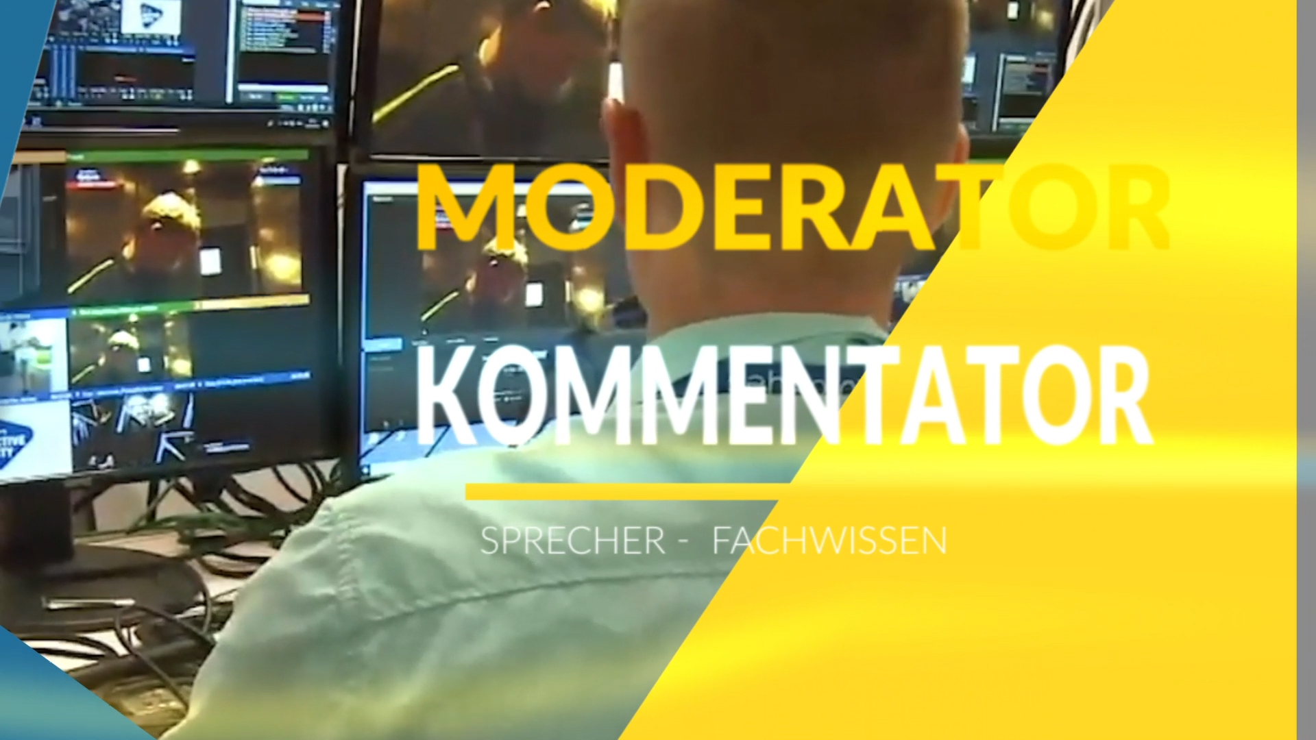 Bild Sven Stoecklein hinter Videomonitoren beim kommentieren